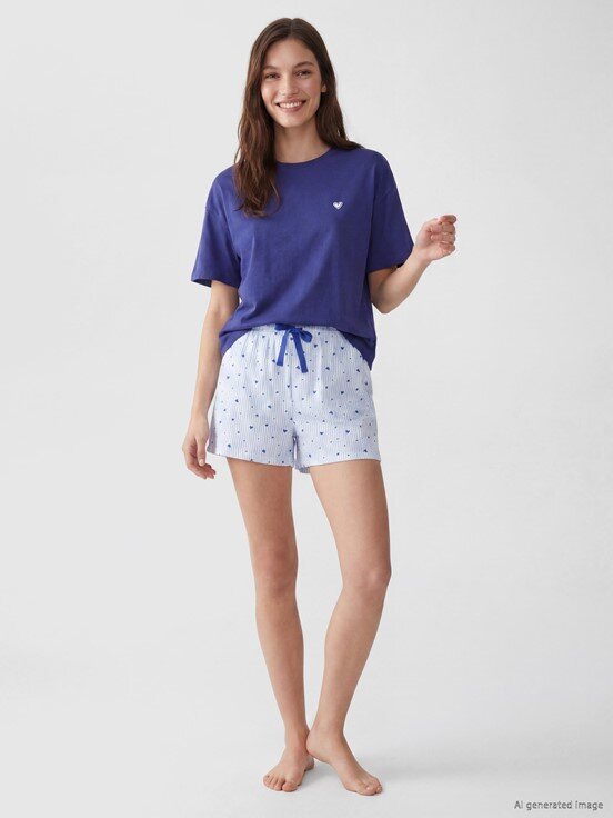 Şortlu Pijama Takımı MAVİ ÇİZGİLİ