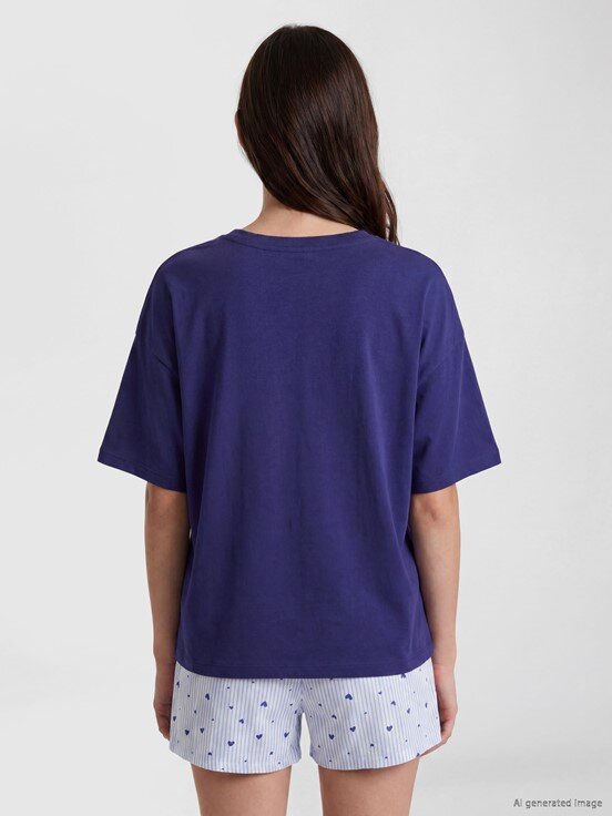 Şortlu Pijama Takımı MAVİ ÇİZGİLİ