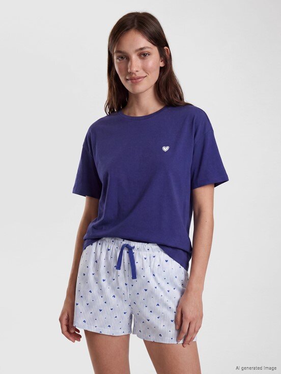 Şortlu Pijama Takımı MAVİ ÇİZGİLİ