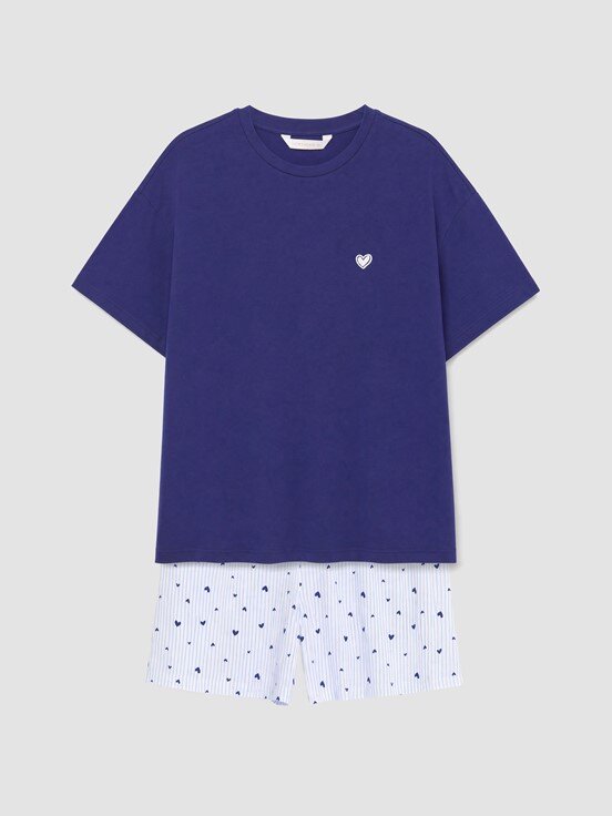 Şortlu Pijama Takımı MAVİ ÇİZGİLİ