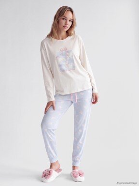 Pijama Takım AÇIK MAVİ BASKILI