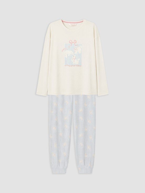 Pijama Takım AÇIK MAVİ BASKILI