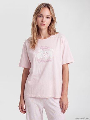 Pijama Takım PEMBE BASKILI