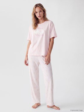 Pijama Takım PEMBE BASKILI