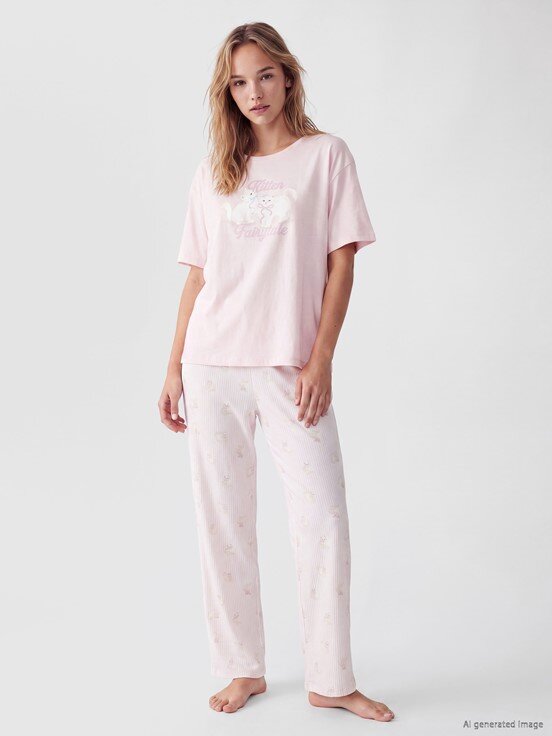 Pijama Takım PEMBE BASKILI