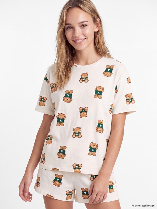 Şortlu Pijama Takımı UÇUK PEMBE BASKILI