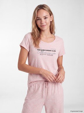 Kaprili Pijama Takımı PEMBE BASKILI