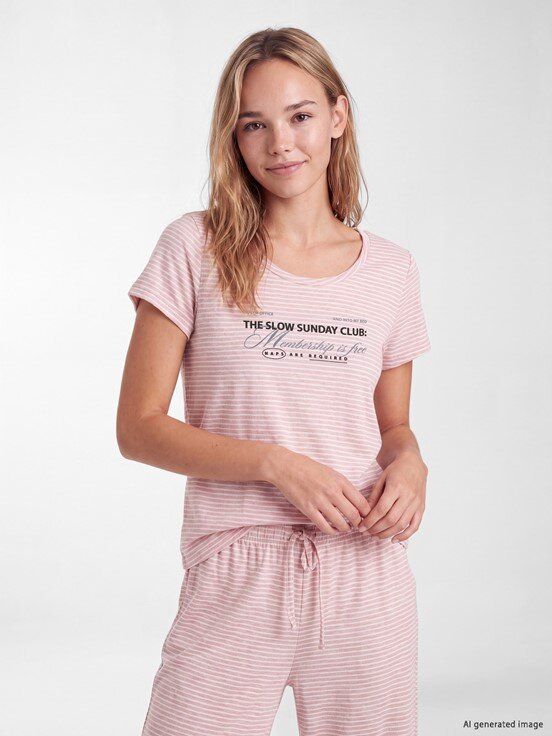 Kaprili Pijama Takımı PEMBE BASKILI