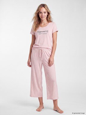 Kaprili Pijama Takımı PEMBE BASKILI