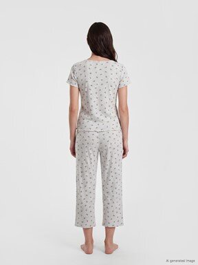 Kaprili Pijama Takımı KOYU GRİ BASKILI
