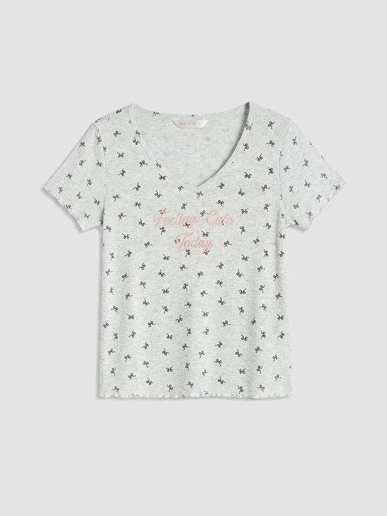 Kaprili Pijama Takımı KOYU GRİ BASKILI