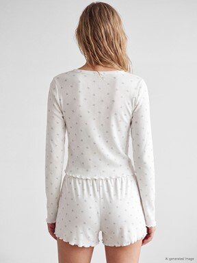 Şortlu Pijama Takımı EKRU BASKILI