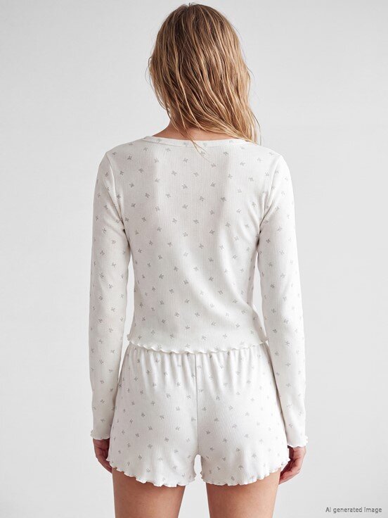 Şortlu Pijama Takımı EKRU BASKILI