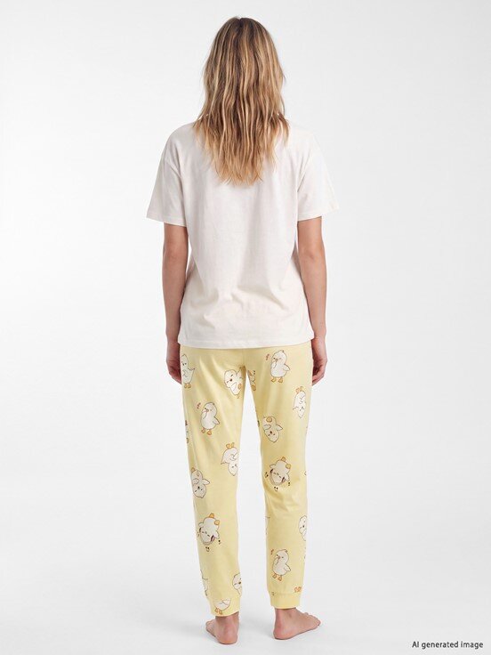 Pijama Takım SARI BASKILI