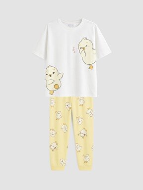 Pijama Takım SARI BASKILI