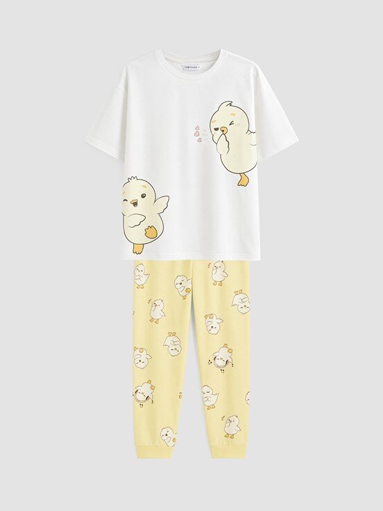 Pijama Takım SARI BASKILI