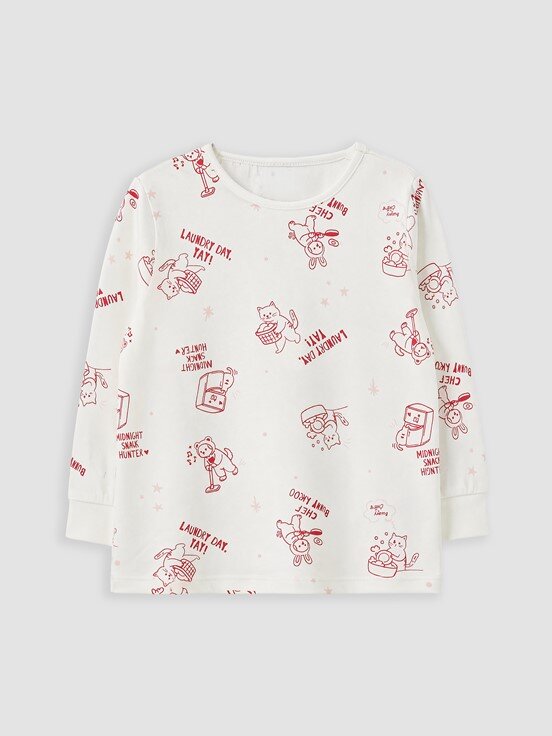Pijama Takım EKRU BASKILI