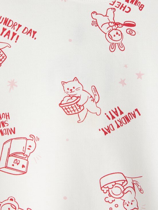 Pijama Takım EKRU BASKILI