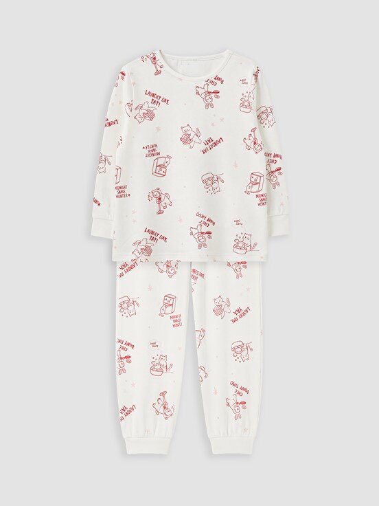 Pijama Takım EKRU BASKILI