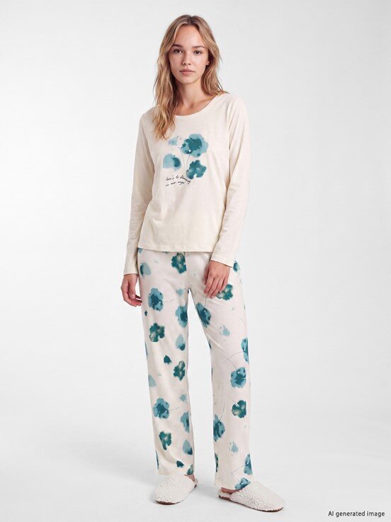 Pijama Takım EKRU BASKILI