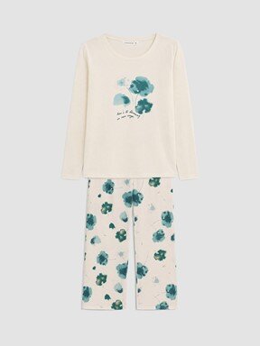 Pijama Takım EKRU BASKILI