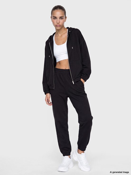 Fermuarlı Sweatshirt YENİ SİYAH