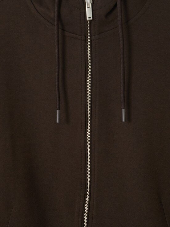 Fermuarlı Sweatshirt KOYU KAHVERENGİ