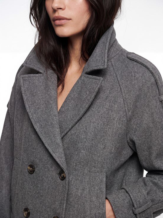 Kaşe Kaban GRİ MELANJ