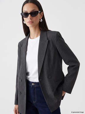 Blazer Ceket GRİ ÇİZGİLİ