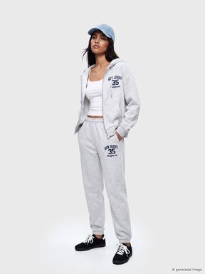 Fermuarlı Sweatshirt AÇIK GRİ MELANJ