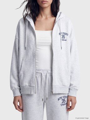 Fermuarlı Sweatshirt AÇIK GRİ MELANJ