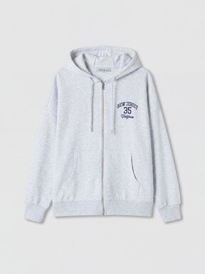 Fermuarlı Sweatshirt AÇIK GRİ MELANJ