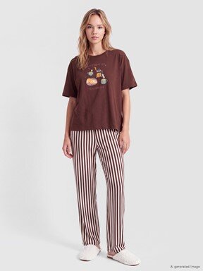 Pijama Takım EKRU ÇİZGİLİ
