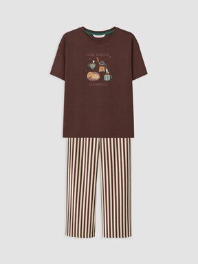 Pijama Takım EKRU ÇİZGİLİ