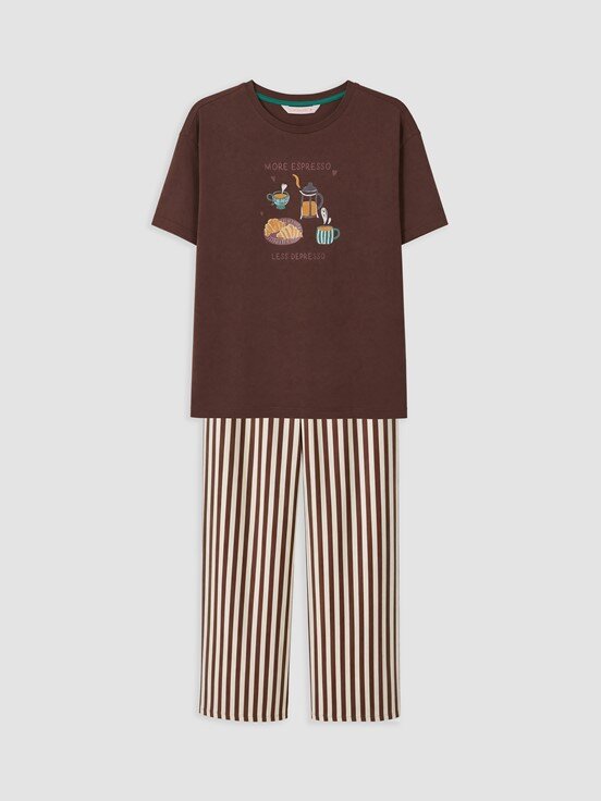 Pijama Takım EKRU ÇİZGİLİ