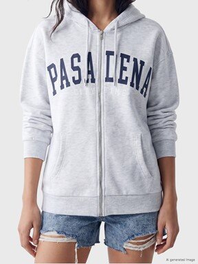 Fermuarlı Sweatshirt AÇIK GRİ MELANJ