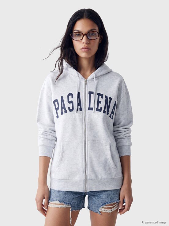 Fermuarlı Sweatshirt AÇIK GRİ MELANJ