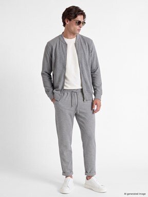 Fermuarlı Sweatshirt AÇIK GRİ MELANJ