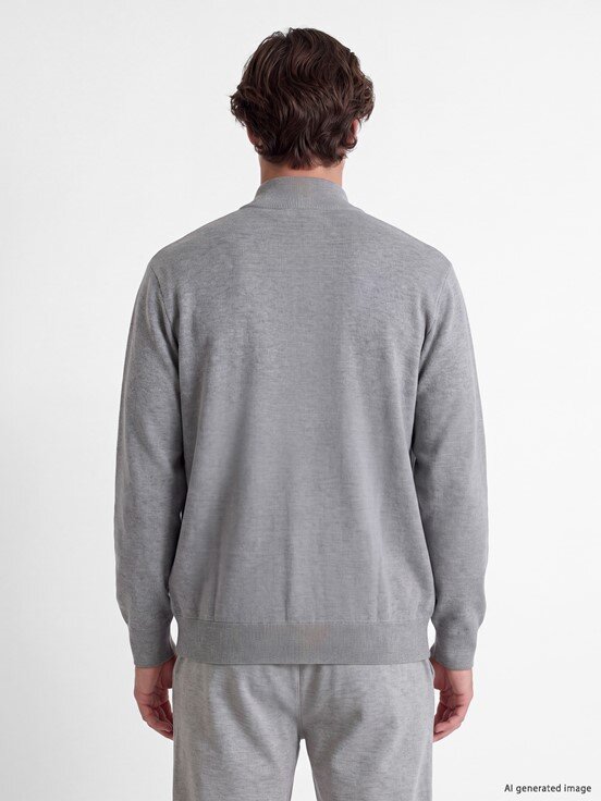 Fermuarlı Sweatshirt AÇIK GRİ MELANJ