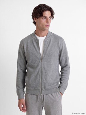 Fermuarlı Sweatshirt AÇIK GRİ MELANJ