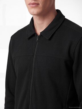 Fermuarlı Sweatshirt YENİ SİYAH