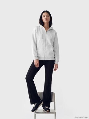 Fermuarlı Sweatshirt AÇIK GRİ MELANJ