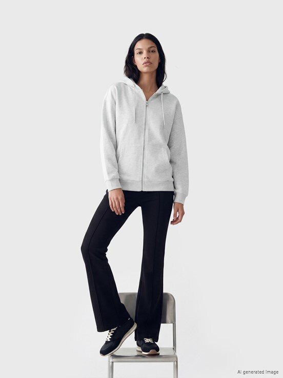 Fermuarlı Sweatshirt AÇIK GRİ MELANJ