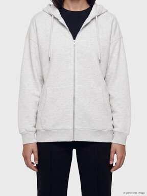 Fermuarlı Sweatshirt AÇIK GRİ MELANJ