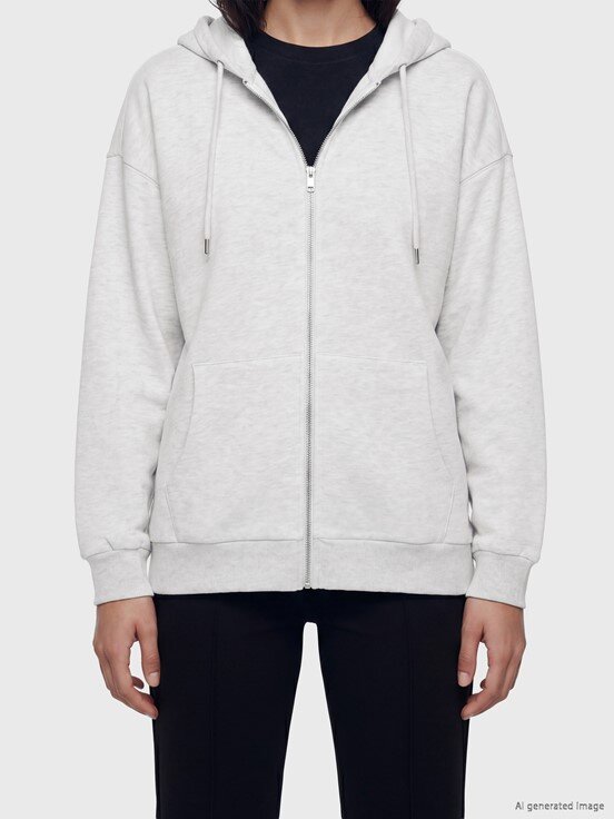 Fermuarlı Sweatshirt AÇIK GRİ MELANJ
