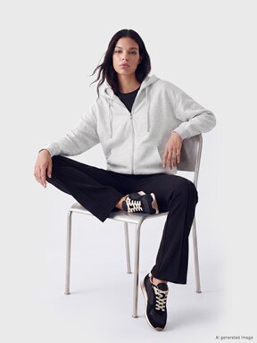 Fermuarlı Sweatshirt AÇIK GRİ MELANJ