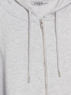 Fermuarlı Sweatshirt AÇIK GRİ MELANJ
