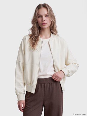 Fermuarlı Sweatshirt EKRU