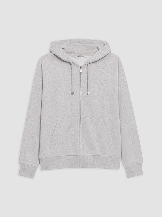 Fermuarlı Sweatshirt GRİ MELANJ