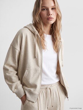 Fermuarlı Sweatshirt GRİ MELANJ